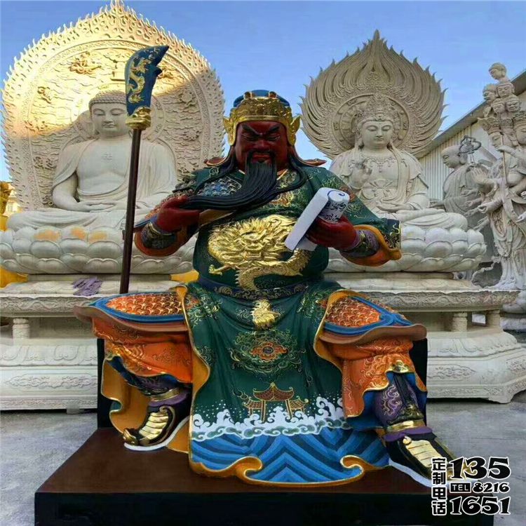 玻璃鋼彩繪戶外大型佛像看書的關公雕塑 玻璃鋼彩繪戶外大型佛像看書的關公雕塑