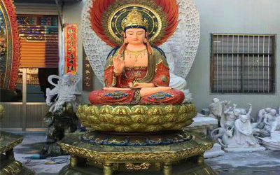 宗教廟宇玻璃鋼彩繪三圣雕塑