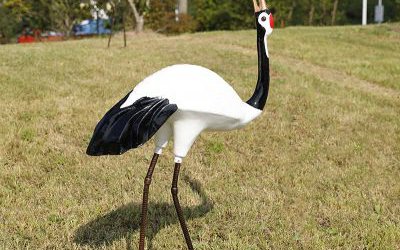 戶外草坪仿真動物玻璃鋼仙鶴雕塑