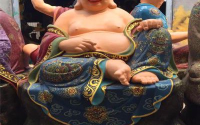 玻璃鋼彩繪大型景觀彌勒佛雕塑