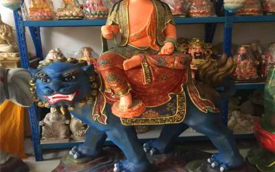 佛教寺院供奉玻璃鋼彩繪佛像文殊普賢雕塑