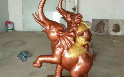 庭院玻璃鋼仿銅鎮(zhèn)宅招財(cái)大象雕塑