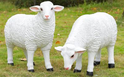 戶外草坪玻璃鋼仿真綿羊雕塑