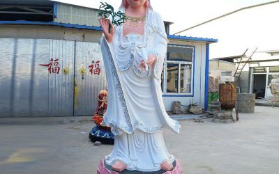 玻璃鋼彩繪戶外景區滴水觀音雕塑