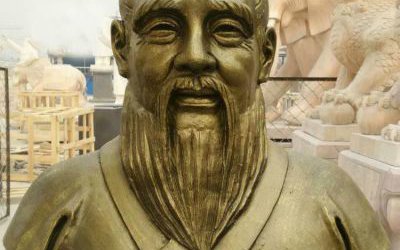 景點(diǎn)校園教育家孔子胸像玻璃鋼仿銅雕塑