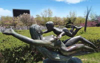 公園玻璃鋼仿銅母愛親情雕塑