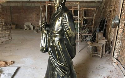 景區庭院仿銅玻璃鋼古代書法家王羲之雕塑