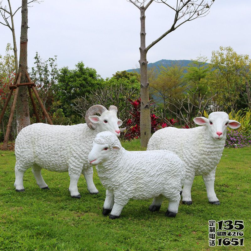 公園戶外草坪玻璃鋼仿真動物綿羊雕塑 公園戶外草坪玻璃鋼仿真動物綿羊雕塑