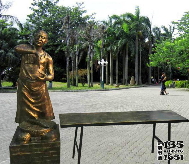 步行街小吃人物玻璃鋼仿銅雕塑 步行街小吃人物玻璃鋼仿銅雕塑