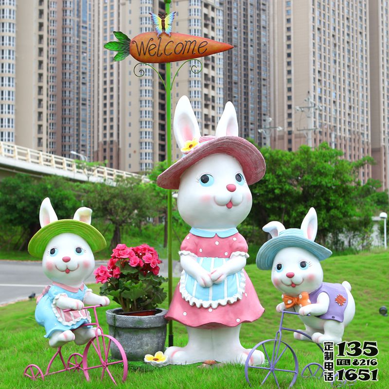 玻璃鋼樹脂彩繪公園草坪創(chuàng)意可愛卡通兔子雕塑 玻璃鋼樹脂彩繪公園草坪創(chuàng)意可愛卡通兔子雕塑