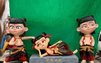 玻璃鋼公園游樂場卡通哪吒雕塑