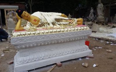 寺廟大型玻璃鋼鎏金臥佛雕塑