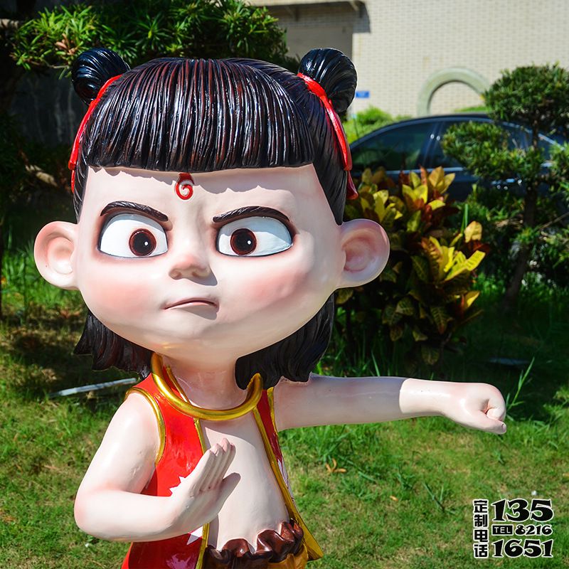 電影院商場玻璃鋼卡通動漫人物哪吒雕塑 電影院商場玻璃鋼卡通動漫人物哪吒雕塑