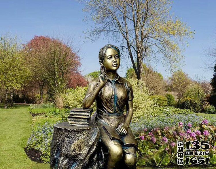 草坪園林創(chuàng)意玻璃鋼仿銅讀書(shū)人物雕塑 草坪園林創(chuàng)意玻璃鋼仿銅讀書(shū)人物雕塑