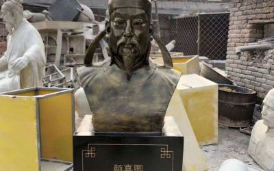 校園擺放玻璃鋼仿銅唐代書(shū)法家顏真卿頭像