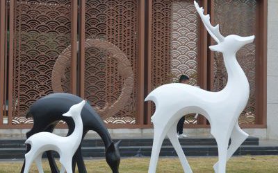 公園玻璃鋼抽象梅花鹿雕塑