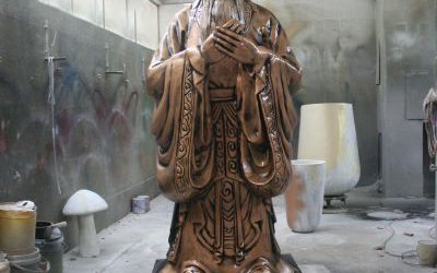 學院歷史名人孔子玻璃鋼仿銅雕塑
