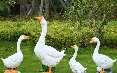 公園綠地草坪玻璃鋼仿真動(dòng)物天鵝雕塑