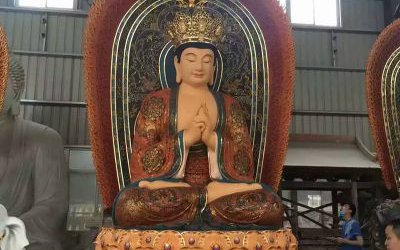 景區寺廟大型玻璃鋼佛像三圣雕塑