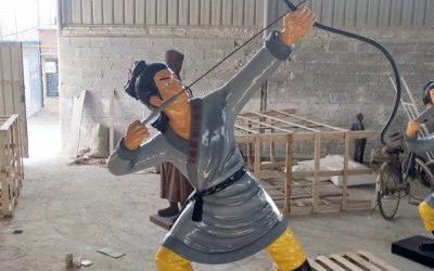 園林景區(qū)玻璃鋼射箭古代卡通人物雕塑