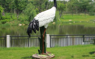 草坪裝飾品擺件玻璃鋼仿真仙鶴雕塑