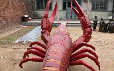 戶(hù)外酒店大型玻璃鋼仿真小龍蝦雕塑