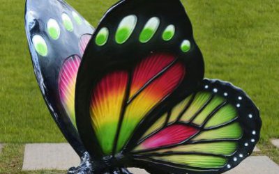 景區彩繪玻璃鋼仿真蝴蝶雕塑